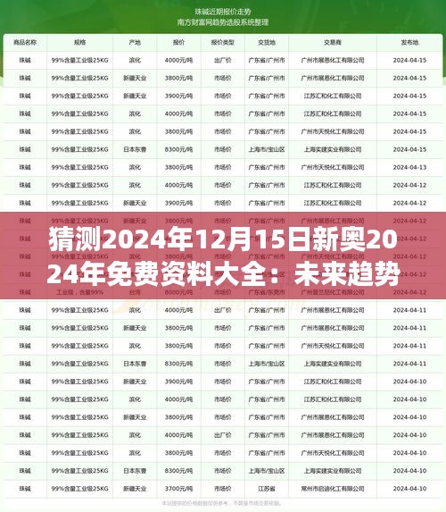 猜测2024年12月15日新奥2024年免费资料大全:未来趋势的预见与期望