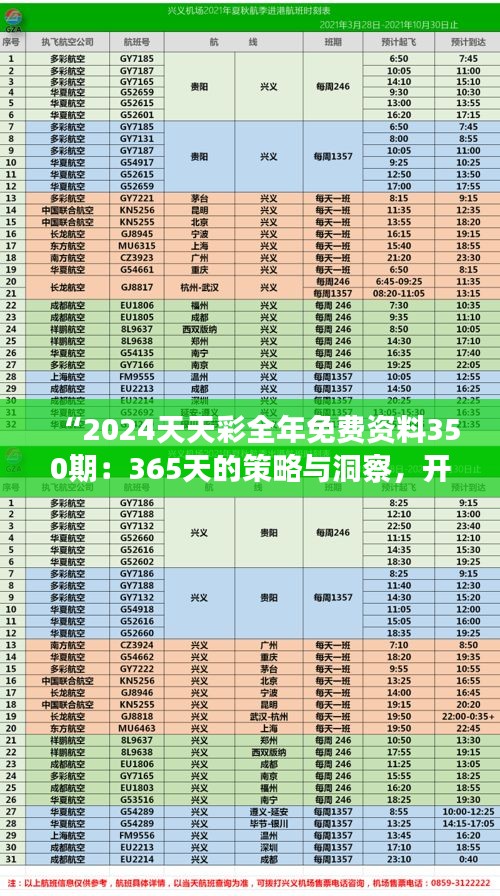 “2024天天彩全年免费资料350期：365天的策略与洞察，开启你的财富之门”