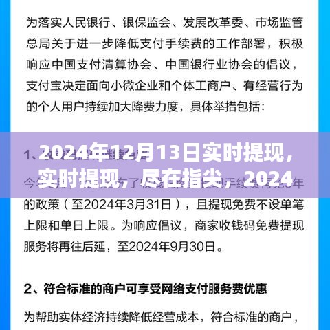 2024年12月13日实时提现产品深度评测，尽在指尖的极速提现体验