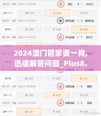 2024澳门管家婆一肖,迅速解答问题_Plus8.125