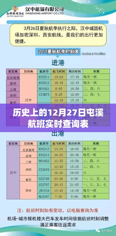 历史上的屯溪航班实时查询表，12月27日当日数据