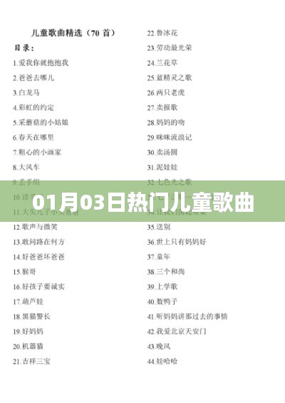 精选儿童歌曲,一月三日热门推荐