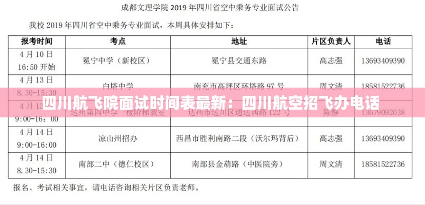 四川航飞院面试时间表最新：四川航空招飞办电话 