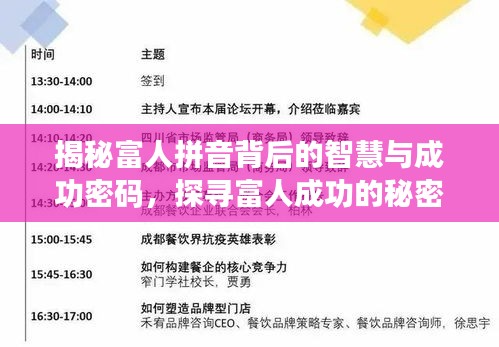 揭秘富人拼音背后的智慧与成功密码，探寻富人成功的秘密